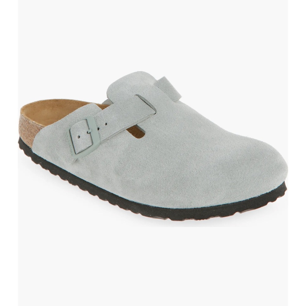 Light Gray Suede Clogs